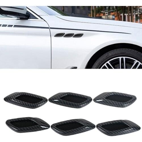 6PCS Car Side Air Outlet Cover Fender ABS Plastic Air Vent Intake Anti-Scratch Strip Protection Cover Hood decoration Stickers