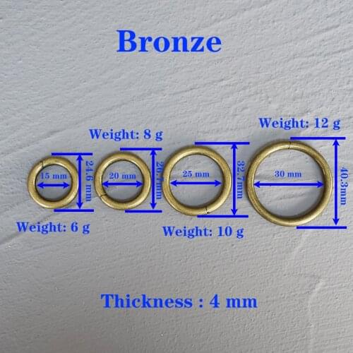 1 Pcs 15/20/25/30mm Bronze O Ring Metal Buckle for Handbag Strap Dog Webbing Snap Clasps Purse Bag Handle Connector DIY Leather