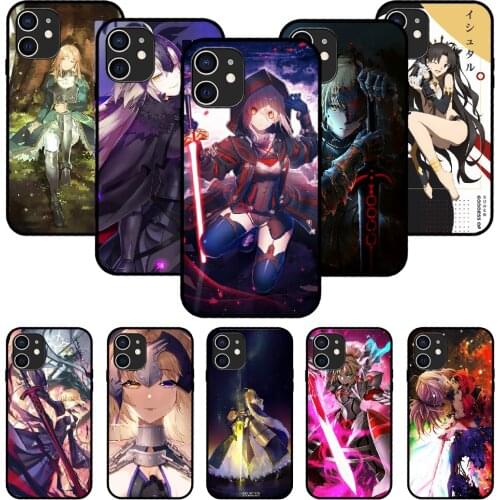 For iPhone 11 12 8 Plus Mini Pro X XR XS Max 4 5 7 6 6S 8 SE Phone Case Black Cover Etui Fashion Prime Soft Anime Fate Grand