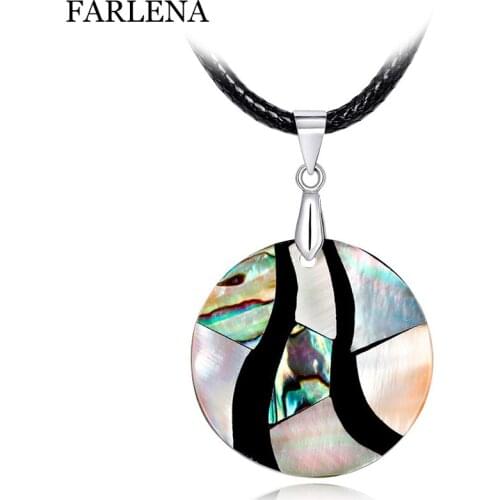 FARLENA Jewelry Hand-stitched Round shape Shell pendant Necklace for Women Men Fashion Unisex Seashell Necklace