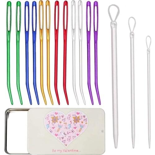 Imzay 16PCS Yarn Needle, Bent Needle Tapestry Needle Set Large-Eye Blunt Needles Sewing Needles Weave Knitting Needles with Box