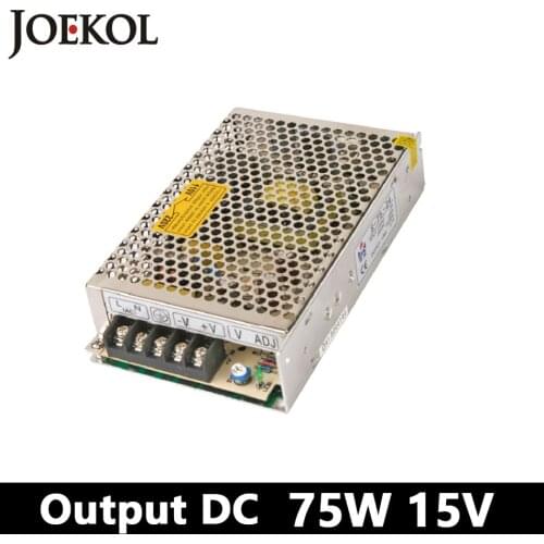 Switching power supply 75W 15v 5A,Single Output watt power supply for Led Strip,AC110V/220V Transformer to DC 15V,led driver