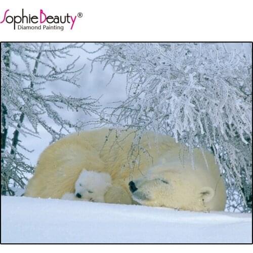 Sophie Beauty Diy Diamond Painting Cross Stitch Love Snowy Warm Polar Bear Full Diamond Embroidery Rhinestones Mosaic Home Decor