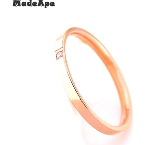 MadApe Fashion Engagement Ring For Women Stainless Steel Silver Color Rose Gold Color Finger For Girlfriend Gift