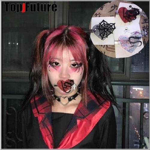 Punk subculture love dragon design metal hairpin headdress accessories with hand clip Love skeleton spider-web hair pins