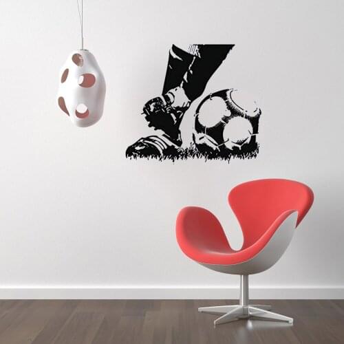 Football Wall Sticker Athlete Kicking Wall Sticker Home Decor For Football Club Revocable Vinyl Art Mural dw4389