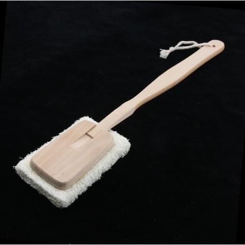 Natural Loofah Detachable Long Wood Handle Bath Shower Back Scrubber Exfoliating Sponge Scrub Puff