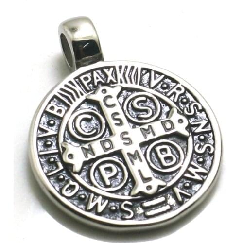 Newest 30mm 316L Stainless Steel Saint Benedict of Nursia CSPB CSSML NDSMD Christianity Catholic Church Jesus Pendant