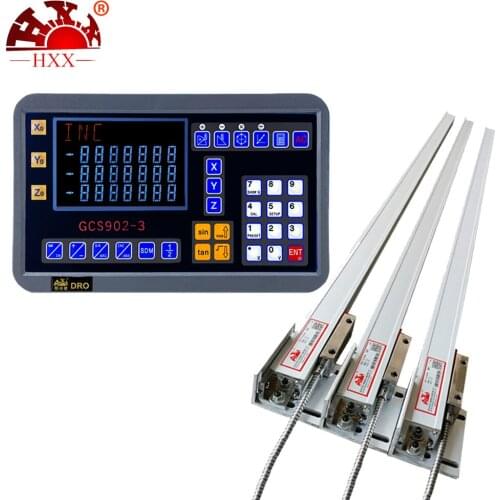 New Original HXX GCS902-3 3 Axis Digital Readout DRO Kit and 3 Pieces Linear Scale Linear Encoder Ruler For Milling Late Machine