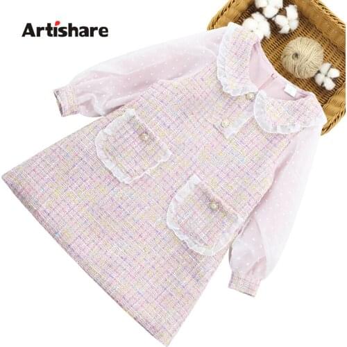 Big Girl Dress Patchwork Dresses For Girl Plaid Pattern Party Dress Child Spring Autumn Kids Costume