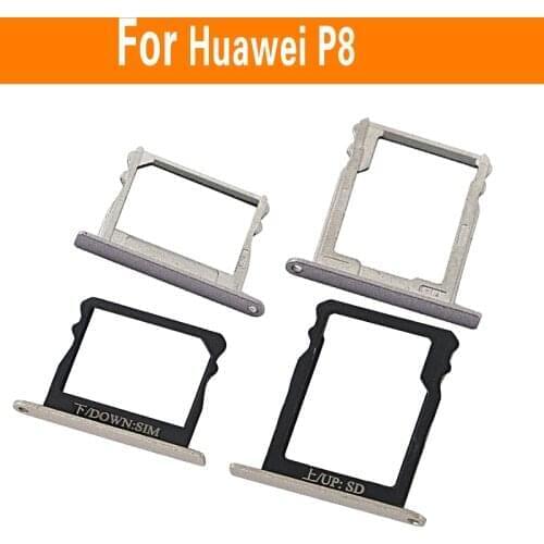 Genuine SD Memory & Sim Card tray Holder For Huawei P8 GRA-L09 UL00 Micro SD & Sim Card Reader Adapter slot Replacement Repair