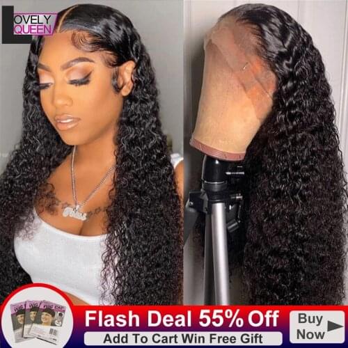 Jerry Curl 13X6 Lace Front Wig Brazilian Remy Curly Human Hair Wigs Pre Plucked 180 Density Lace Front Human Hair Wigs For Women