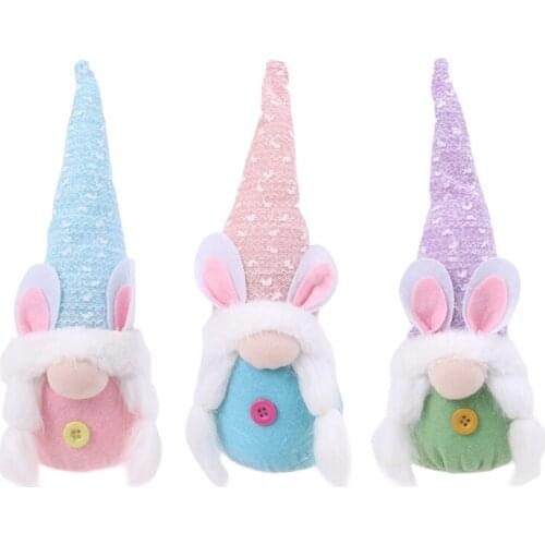 Handmade Easter Bunny Rabbit Gnome Plush Toys Doll Ornaments Spring Kids Easter Gifts Holiday Home Party Household Decoration