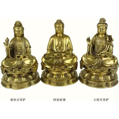 Special offer--TOP collection Home Decor Religious Three Western Saints statue of Buddha Bodhisattva Buddhism Brass Decoration