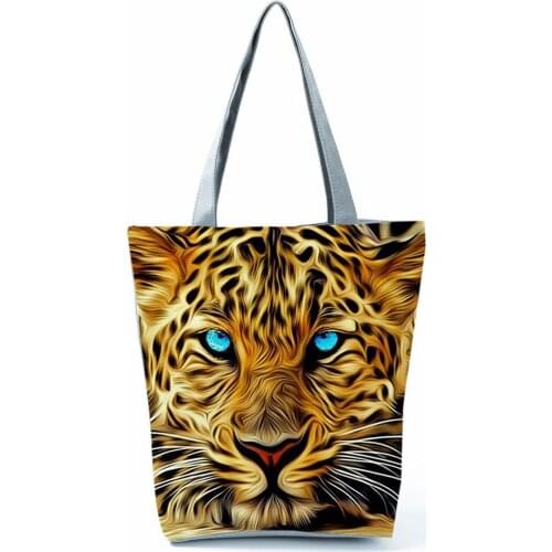 Leopard Printed Shoulder Bags Fashion Cool Womens Bag Eco Handbags High Capacity Beach Bag Practical Shopping Bag Foldable Tote