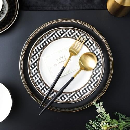 Light luxury Western tableware set family bowl dish dish high-end hotel table model room Phnom Penh steak breakfast plate