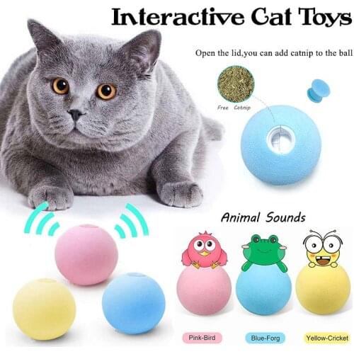 Smart Cat Toys Interactive Ball Catnip Cat Training Toy Pet Playing Ball Pet Squeaky Supplies Products Toy for Cats Kitten Toy