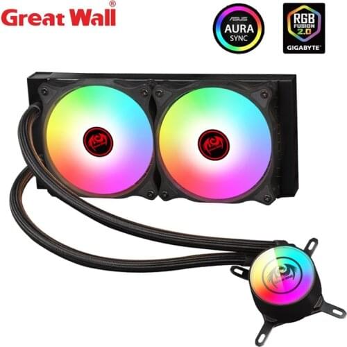 Great Wall CPU Water Cooler 240mm PWM fan RGB 5V PC Aura Sync Radiator for LGA 2011/2066/1200/115X/AM4 ARGB CPU Liquid Cooling