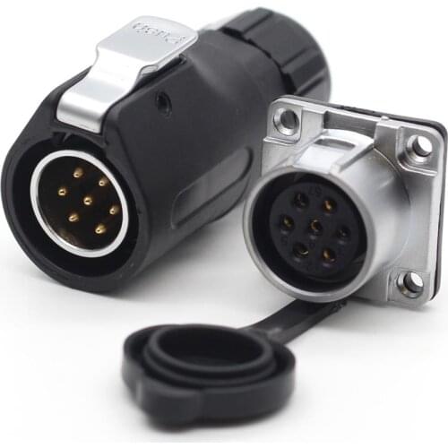 XHP20, Solar Energy Waterproof Connector 7 Pin Power Cable Circular Industrial Male Plug Female socket IP67