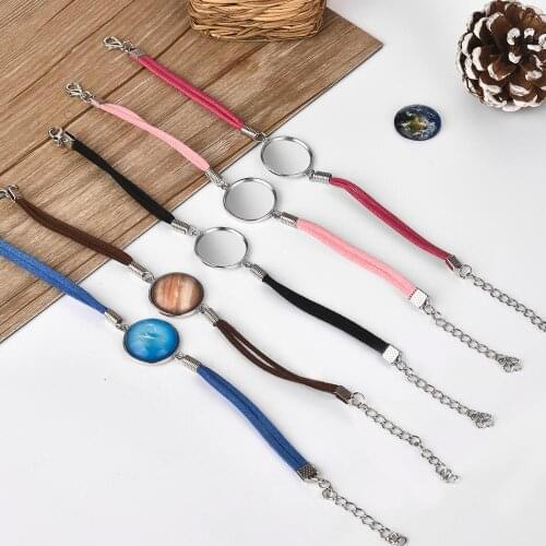 20pcs/Lot 20mm Leather Bracelet Blanks Base Setting For Round Cabochon Bezels Tray DIY Bangle Jewelry Making Findings