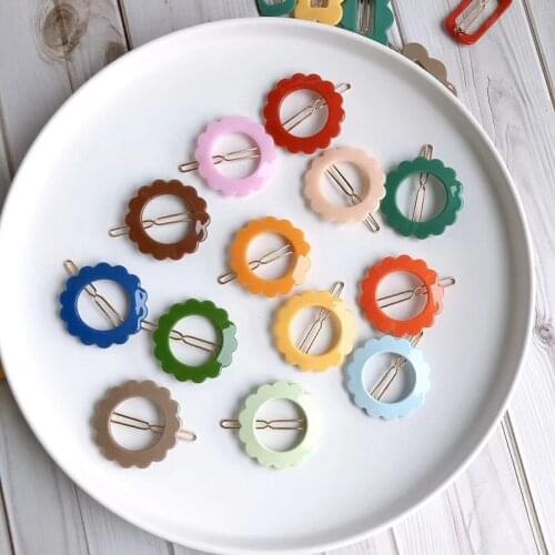 Korean ins net red ladys back head hair clip flower acrylic candy color frog clips side bang girl versatile hairpin