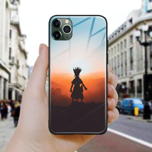Dr. Stone Real life art design Soft Silicone Glass Phone Case Cover Shell For iPhone SE 6 6s 7 8 Plus X XR XS 11 12 Mini Pro Max
