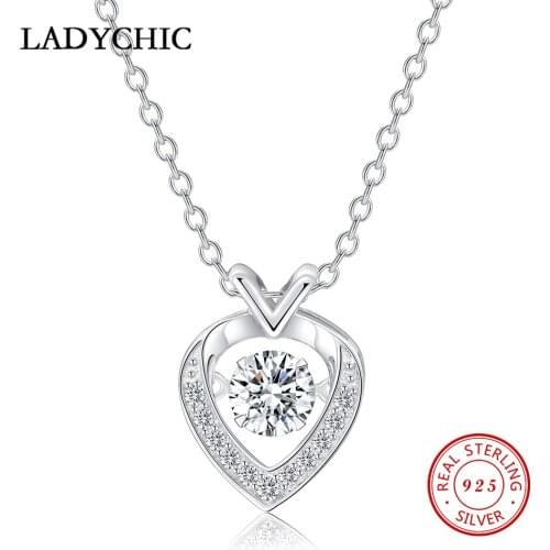 LADYCHIC New Arrival 925 Sterling Silver Crystal Nacklaces Pendant Female Fashion Elegant Pure Silver Jewelry Hot Sale LNS1033