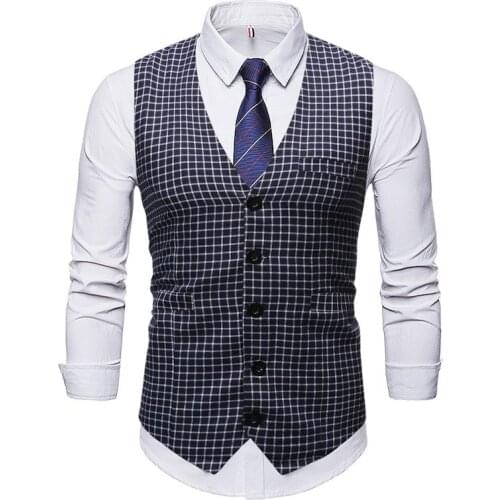 Vests，Mens Formal Vest，Mens Casual Suit Vest, Cotton Products, Plaid, Button Door Guard, Pocket Decoration, Eight Colors,M-3XL