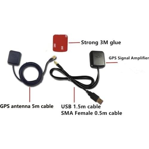 1 set GPS antenna Signal Amplifier Booster Enhance Device Navigation System Transmitting Auto Car Signal Repeater, GPS cable:5m