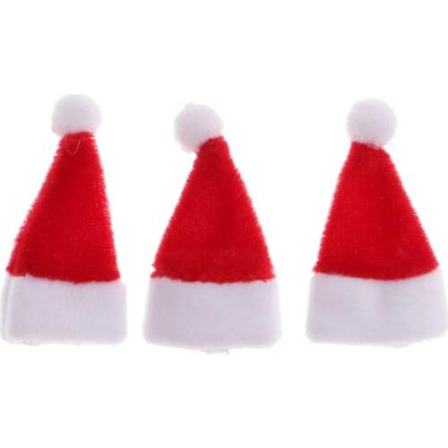3pcs 1/12 Scale Santa Claus Hat Dollhouse Miniature Christmas Life Scenes Decoration Accessories