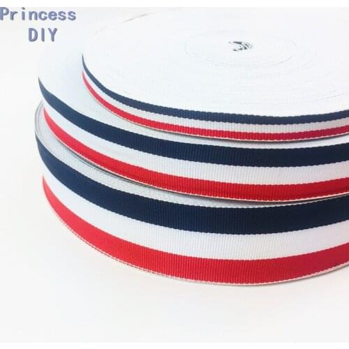 5 Meter/Lot 10 25 40mm Woven Grosgrain Tape Polyester Navy White Red Ribbon Stripe Webbing DIY Bag Shoes Hat Garment Accessory