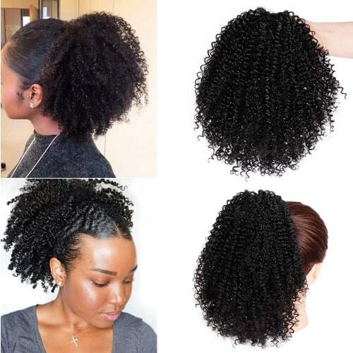 Afro Kinky Curly hair ponytail extensions Kinky Curly drawstring hair ponytail hairpieces natural curly clip in ponytail