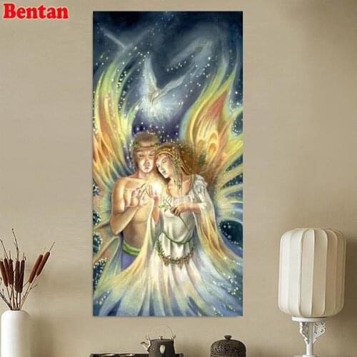 Diamond mosaic Fantasy art angel couple diamond paint custom,large diy diamond painting full square round diamond embroidery