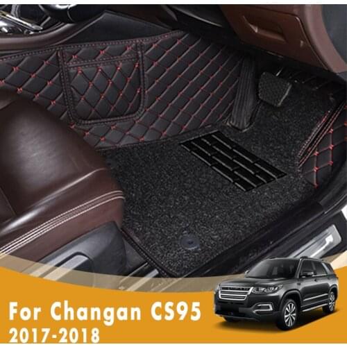 RHD Car Floor Mats For Changan CS95 2018 2017 Double Layer Wire Loop Custom Auto Foot Pads Automobile Styling Protect Carpets