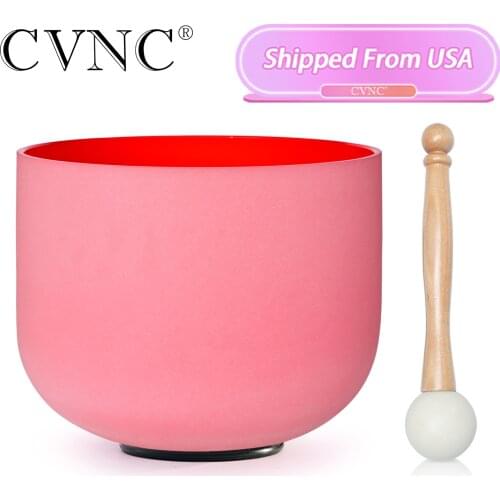 CVNC 8" Red Color C Note Root Chakra Quartz Frosted Crystal Singing Bowl