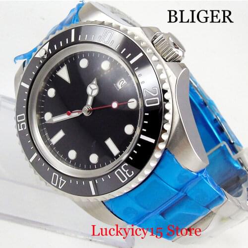 44mm Automatic Men Watch Luminous Marks Ceramic Bezel MIYOTA Movement Self Winding Wristwatch Sterile Dial Mental Bracelet