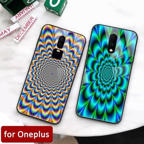 Case for Oneplus 7 pro dizziness patterned Glass back cover case Oneplus 6t coque for Oneplus 1+ 5 6 Oneplus 6 6t 7 pro