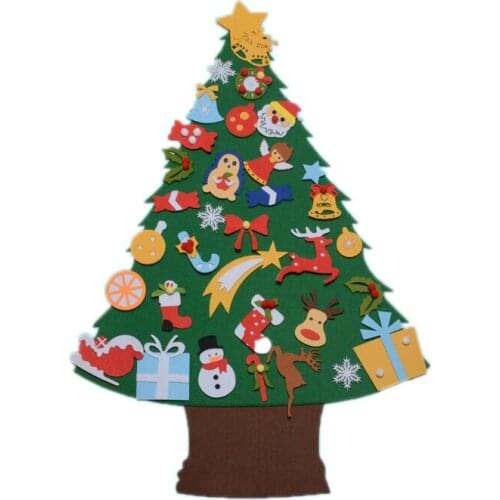 Kids DIY Felt Christmas Tree Christmas Decoration for Home New Year Gifts Christmas Wall Hanging Ornaments Santa Claus Xmas Tree