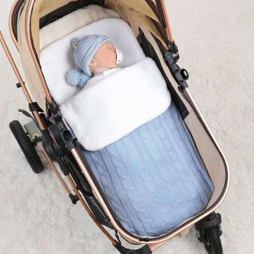 Baby Sleeping Bags Envelopes Winter Warm Knitted Newborn Boy Girl Monthly Swaddle Wrap 0-6m Infant Sleepsack for Stroller Basket