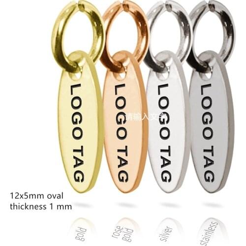 DIY 304 Stainless Steel Accessories Blank Charm for Custom Small Hanging Logo Tag 5 * 12mm Wholesale 20pcs