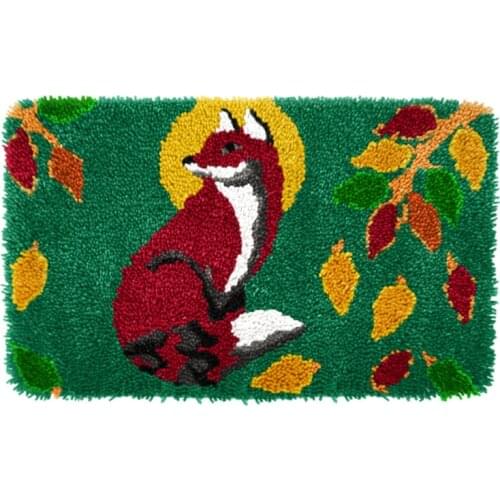 Diy Red Fox Latch Hook Kits Rug Crochet Tapis Lovely Animal Needle Embroidery For Carpet Tapestry Kits Pattern Floor Mat Deco