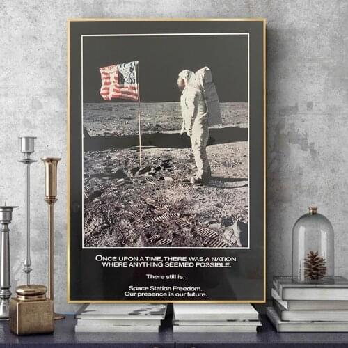 Canvas Painting Apollo Program American Astronaut Landing on The Moon Posters Wall Art Decor Bedroom Decor Pictures for Wall