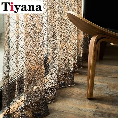 Coffee Hollow Curtain for Living Room Sheer Voile for Window Bedroom White Bird Nest Tulle Drape Kitchen Custom Cortinas JK002Z