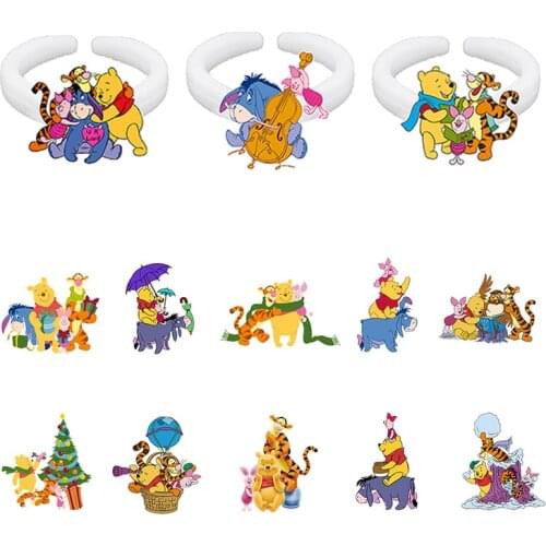 Disney Piglet And Winnie-the-Pooh Jumping Tiger Playing With Animated Pattern Acrylic Rings To Give Friends Jewelry Resin Rings