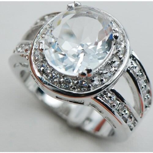 White Crystal Zircon Crystal Zircon 925 Sterling Silver Ring Size 6 7 8 9 10 F1054