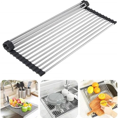 Kitchen Accessories Foldable Dish Drying Rack Drainer Over Sink Organizer Rack Tray Drainer Household Bathroom Gadgets Tools