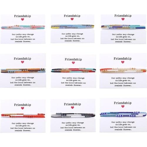 Bohemia Multilayer Colorful Beaded Card Bracelet For Women Adjustable Handmade Charm Rope Bracelet Beach Jewelry Friendship Gift