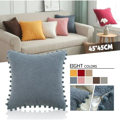 Nordic Style Soft Multi Color Square Padded Sofa Chair Pillow With Hair Ball Modern Minimalist Home Decoration Pillow Cushion