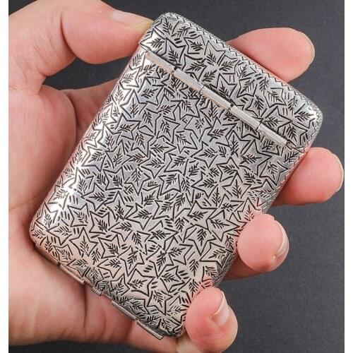Retro Thick Three-open alloy Cigarette Case Creative 3-sided Carved Mens Box Ultra-thin Cigarette Holder Box Smoking tool