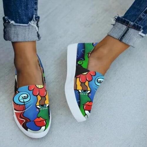 Yaz kadın loafer'lar yeni kayma leopar baskı bayan rahat ayakkabılar moda Patchwork rahat düz kadın kanvas ayakkabılar